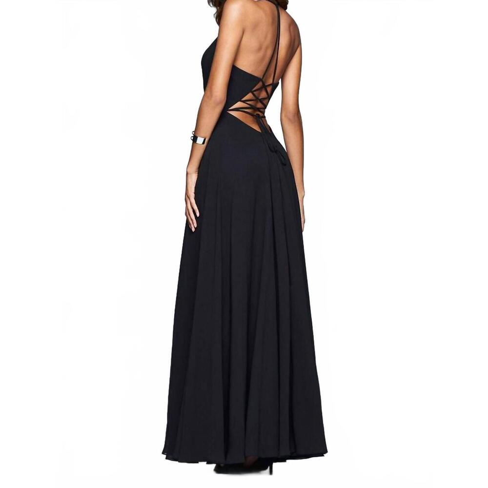 NEW FAVIANA a line evening gown in black